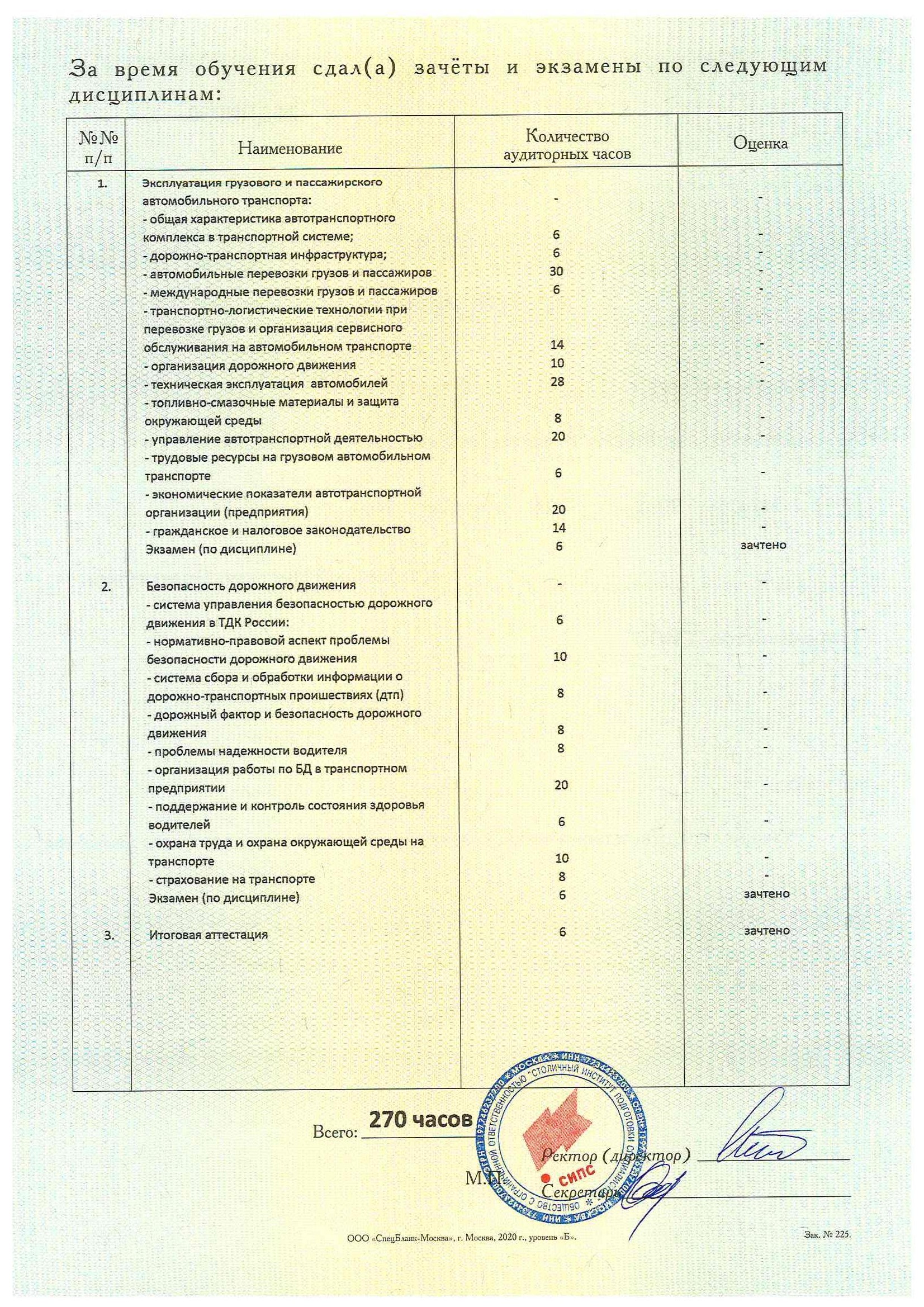 Специалист, ответственный за обеспечение безопасности дорожного движения -  ООО “Столичный Институт Подготовки Специалистов”